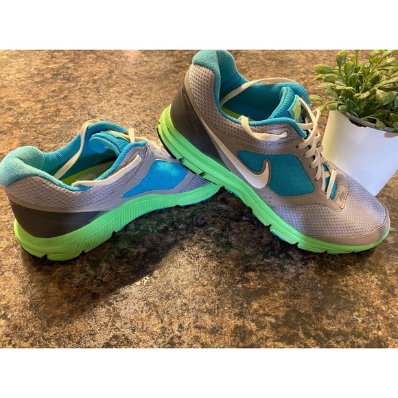 Womens Nike Running Shoes Lunarfly 2 Gray Turquoise Yellow - Picture 3 of 8